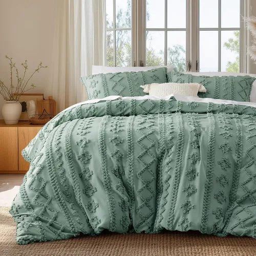 Miniatura 15 de Bedsure Funda de edredón bohemia, tamaño Queen, suave y cómoda, diseño elegante, ropa de cama bohemia para decoración, lavable a máquina, para todas