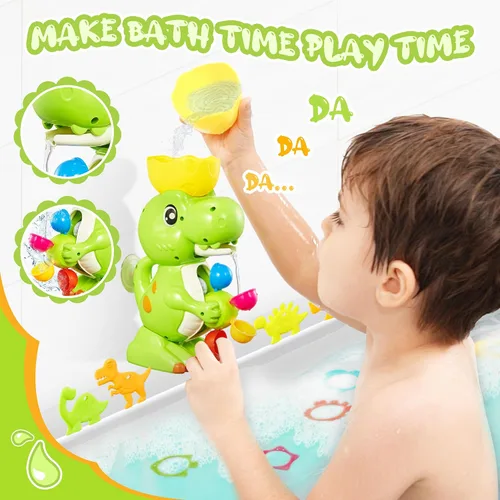 Miniatura 2 de EKU - Juguetes de baño de dinosaurio para niños pequeños a partir de 18 meses, ruedas de agua sin moho y juegos de pesca, bañera, tina, tiempo