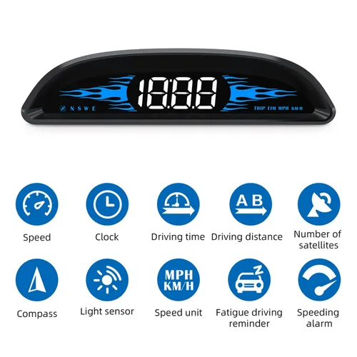 Miniatura 2 de Pantalla de visualización frontal de coche Digital GPS Navegación Velocímetro GPS Sistema Dual Pantalla de visualización