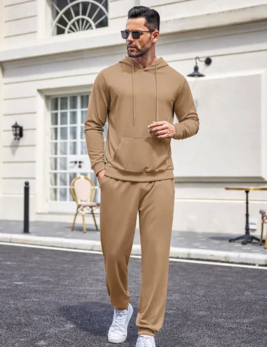 Miniatura 39 de COOFANDY Conjunto deportivo de 2 piezas para hombre, conjunto deportivo casual con capucha