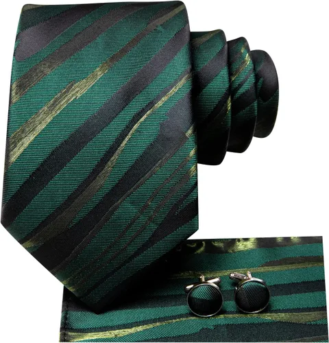 Miniatura 4 de Hi-Tie Corbatas de seda tejida para hombre con bolsillo cuadrado y gemelos