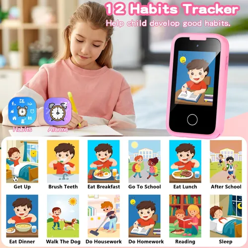 Miniatura 6 de Teléfono Inteligente para Niñas, Regalo de Navidad y Cumpleaños para Niñas de 3-8 Años, Teléfono de Juguete para Niños, Teléfono Celular de Juguete