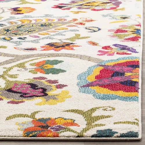 Miniatura 3 de SAFAVIEH Colección Monaco - Alfombra para pasillo, 2.2 x 6 pies, color marfil y multicolor, diseño floral bohemio, no desprende pelusa y de fácil