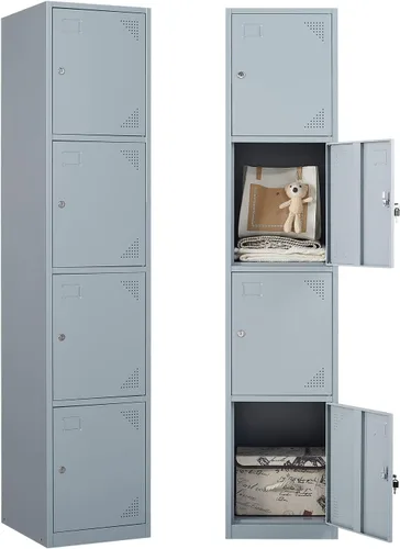 Miniatura 14 de PEUKC Armario de almacenamiento de metal, armario de almacenamiento de 71 pulgadas de alto para empleados, gabinete de acero con cerradura y llaves