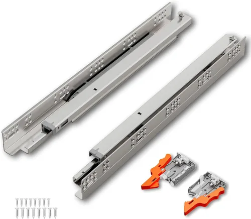 Miniatura 9 de TOUCH Diapositivas de cajón de montaje inferior, apertura a presión (1 par, 9 pulgadas 9.016 in) para panel lateral de 1/2 y 5/8 pulgadas, guía