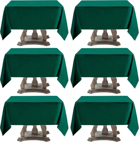 Miniatura 56 de Manteles rectangulares de 60 x 120 pulgadas, paquete de 2 manteles negros para 6 pies, lavables, decorativos, de lino y poliéster, para mesa