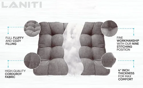 Miniatura 3 de LANITI Cojines de suelo extra grandes de 24 pulgadas para adultos, meditación cuadrada, máxima comodidad, almohadas de gran tamaño para cojín