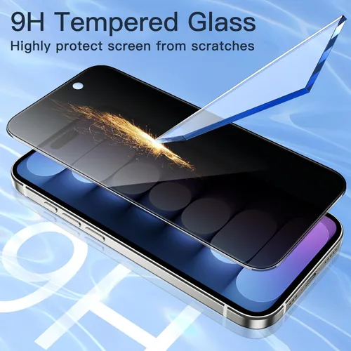 Miniatura 6 de JETech Protector de pantalla de privacidad para iPhone 15 Pro de 6,1 pulgadas, película de vidrio templado antiespía con herramienta de fácil