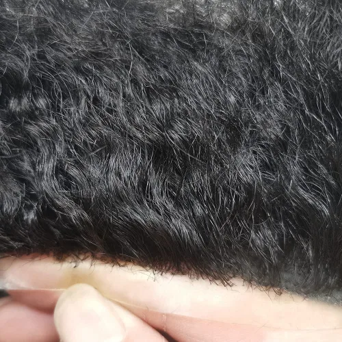 Miniatura 3 de Pelucas negras Afro Toupee de 0.236 pulgadas para hombre, con ondas afro de piel de polietileno, inyección de poliuretano, sistema de reemplazo