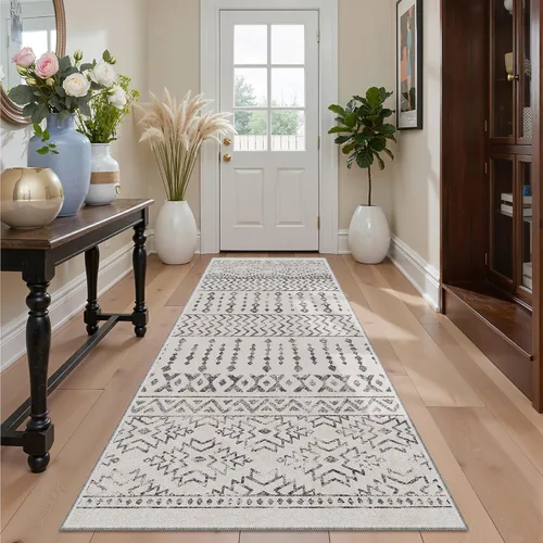 Miniatura 14 de Art&Tuft Alfombra de área de 8 x 10 pies, súper suave, ultrafina, marroquí, lavable, antideslizante, para sala de estar, plegable, geométrica, Gris