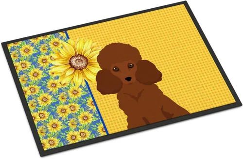 Miniatura 121 de Caroline's Treasures WDK5313MAT Airedale Terrier - Tapete para puerta delantera de 18 x 27 pulgadas, diseño de girasoles de verano, para entrada