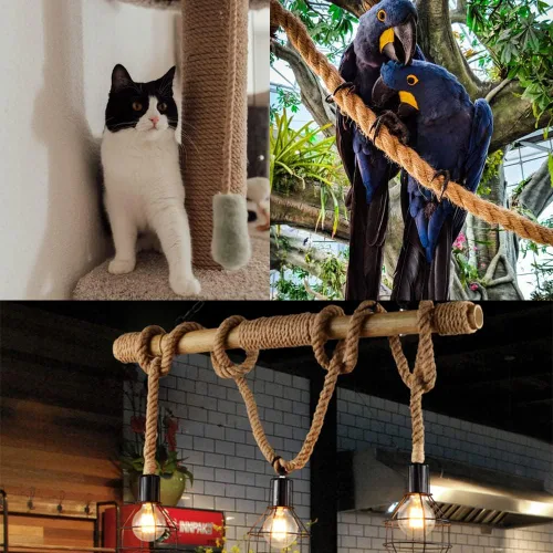 Miniatura 7 de Cuerda Manila de yute natural, 1 1/2 pulgadas x 49 pies, cuerda de cáñamo de fibra trenzada de 4 hebras para deportes, decoración, juguetes