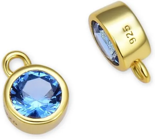 Miniatura 10 de Adabele Auténtico colgante de plata de ley chapada en oro amarillo de 18 quilates con circonia cúbica redonda pequeña de 4 mm y 6 mm, engastada