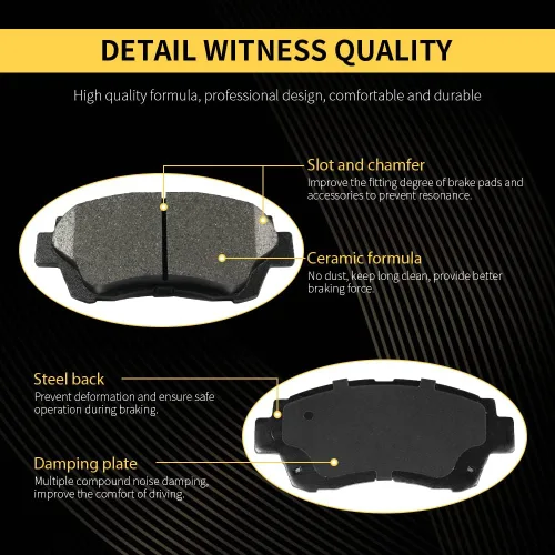 Miniatura 3 de Kit de pastillas de freno de disco de cerámica delanteras de repuesto con herrajes para Ford Explorer 01-05 (Sport Trac/Sport), para Ford Ranger