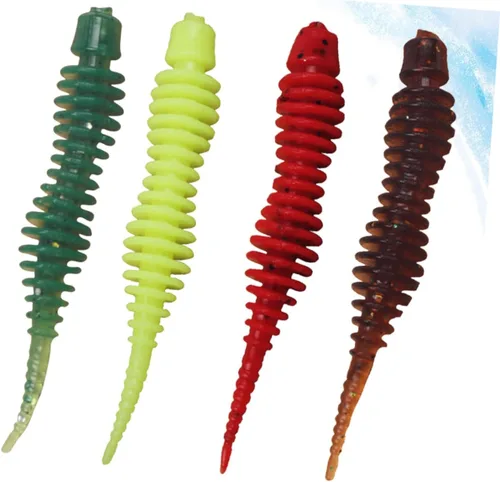Miniatura 2 de Sosoport Top Water Fishing - 4 cebo de señuelo en espiral realista suave para agua dulce, forma en espiral, ideal para lubina de carpa