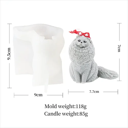 Miniatura 2 de Grainrain Molde de vela de gato 3D Chinchilla molde de jabón de silicona artesanal de cera de soja molde de resina epoxi (SXY202)