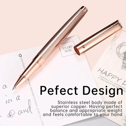 Miniatura 4 de Rollerball - Bolígrafos de tinta líquida para mujer, caja de lujo, tinta negra, bolígrafo recargable para oficina ejecutiva, profesional, regalo