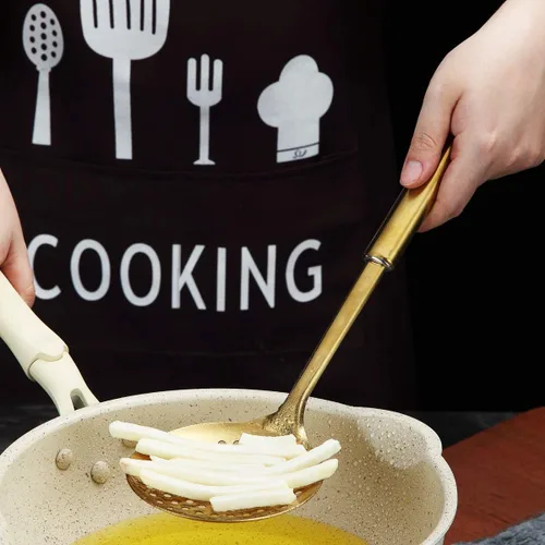 Miniatura 8 de Berglander Espumador, Colador de Acero Inoxidable Dorado, Cocina Dorada con Chapado de Titanio, Cucharas Ranuradas, Para Cocina, Colador de Metal 3.