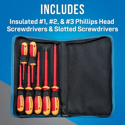 Miniatura 2 de Jonard Tools TK-70INS Juego de destornilladores aislados de 7 piezas con destornilladores aislados Phillips #1, #2 y #3 y cuatro gabinetes ranurados