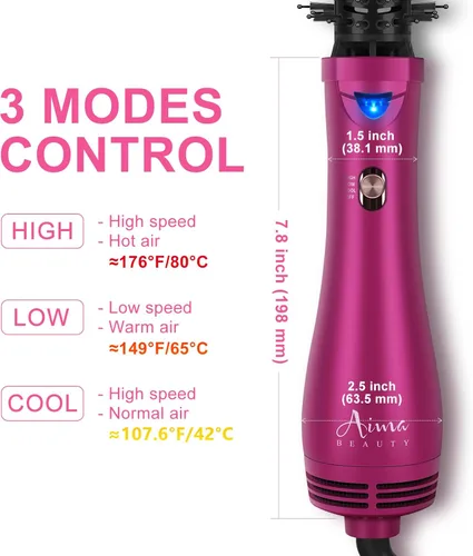 Miniatura 6 de Aima Beauty Cepillo secador de pelo de un solo paso y cepillo de aire caliente voluminizador, cepillo alisador de cerámica, rizador y peine caliente