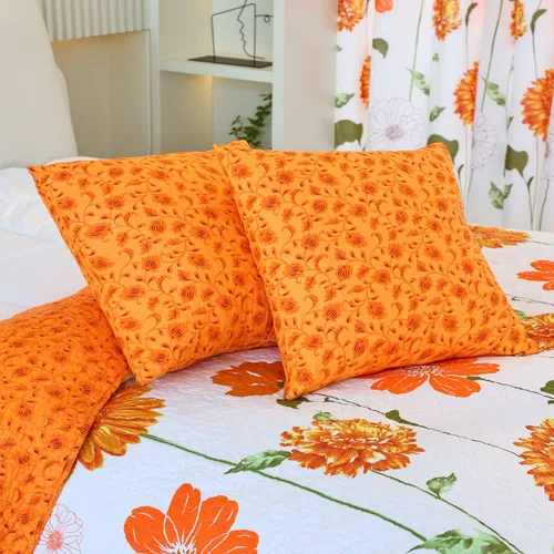 Miniatura 2 de EVENHUG Juego de 2 fundas de almohada acolchadas de girasol naranja, fundas de almohada florales a juego con decoración de ropa de cama