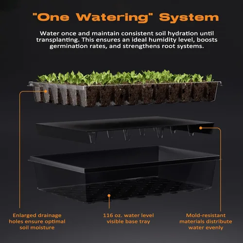 Miniatura 3 de Patigrow Bandeja de inicio de semillas de riego automático de 120 celdas con luz de crecimiento, kit de inicio de semillas con cúpula de humedad