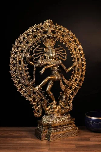 Miniatura 3 de SHIVAJIARTS Dancing Shiva Nataraja Estatua grande, estatua de Shiva Natraj bailarín, escultura de latón de 22.0 in, escultura de señor Shiva