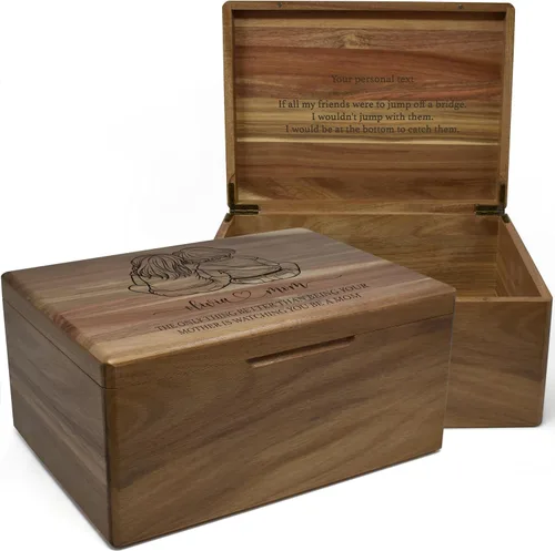 Miniatura 19 de Caja de madera grabada personalizada grande – Caja de recuerdo de madera de acacia con mensaje oculto personalizado, cajas de memoria de nogal