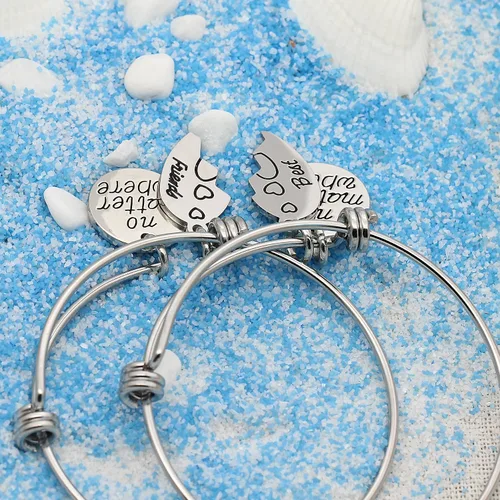 Miniatura 5 de lauhonmin Juego de 2 pulseras dobles de corazón roto con brújula con brújula BBF Best Friends No Matter Where
