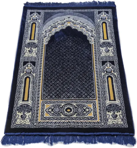 Miniatura 6 de Modefa Alfombra de oración islámica – Alfombra de terciopelo grande y ancha de doble felpa – Janamaz musulmán tradicional – Alfombra de oración