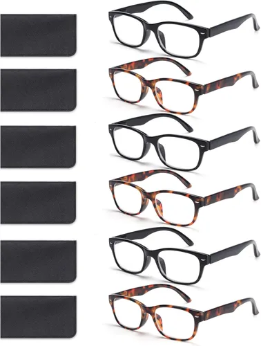 Miniatura 9 de BLOEXCLU Paquete de 6 lentes de lectura para mujeres y hombres, bloqueo de luz azul, bisagra de resorte, lectores de computadora, antifatiga
