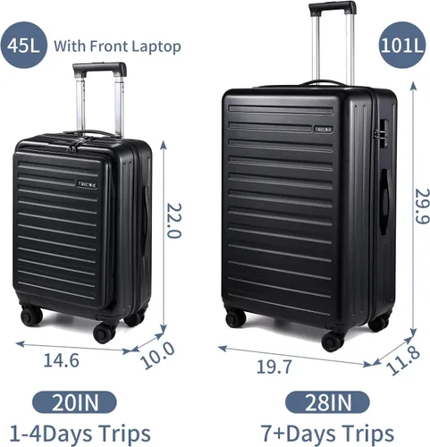 Miniatura 2 de TydeCkare Juego de equipaje ABS+PC ruedas giratorias ligeras de 2028 pulgadas., Negro -, Moda
