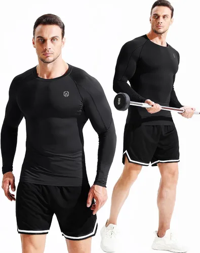 Miniatura 3 de NELEUS Camisas de compresión de manga larga para hombre, para ejercitarte, correr, 3 u
