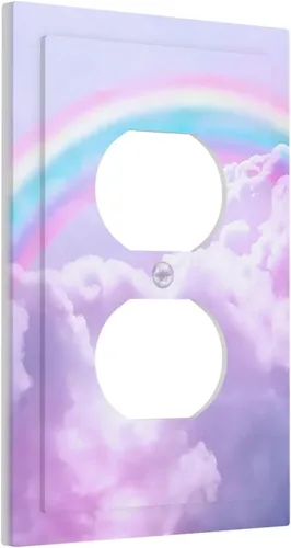 Miniatura 39 de Rainbow in the Clouds - Placas de Pared de Doble Interruptor de 2 Posiciones, Panel de Arte Rosa, Cubierta de Interruptor de Luz, Placa Frontal Arco