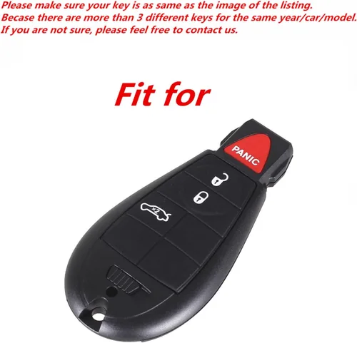 Miniatura 3 de Funda de cuero inteligente con 4 botones para llavero Chrysler 300 Dodge Durango Challenger Journey Charger Grand Caravan (rojo), Rojo