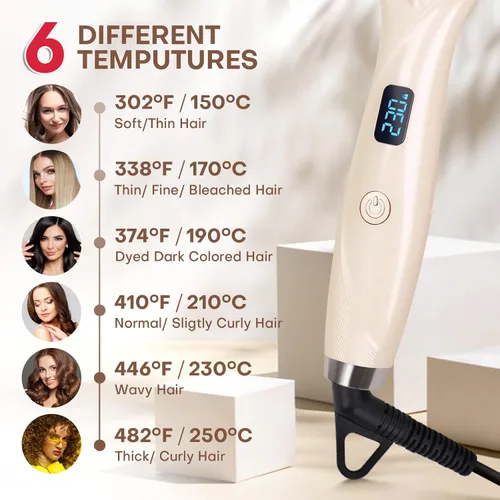 Miniatura 2 de Cepillo alisador de pelo, alisador de pelo para mujer, peine de cerámica iónico con menos encrespamiento, calentamiento rápido de 20 segundos, Negro