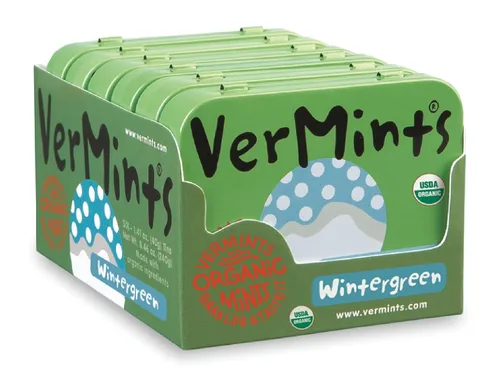 Miniatura 10 de Mentas orgánicas de VerMints, sabor a menta, todo natural, sin OMG, sin nueces, sin gluten, vegano, KSA Kosher, paquete de 6, latas de 1.41 onzas