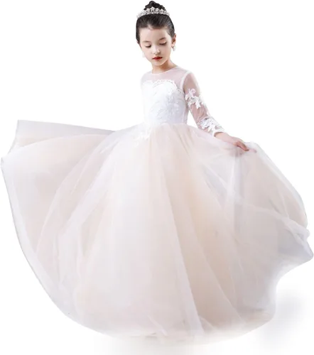 Miniatura 7 de Vestido de princesa de manga larga con encaje blanco marfil GZY202, Marfil