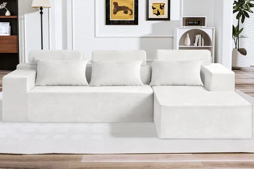 Miniatura 45 de HABUTWAY Sofá modular modular de 101 pulgadas con asiento profundo, moderno sofá convertible en forma de L, sofá tapizado con diván para sala