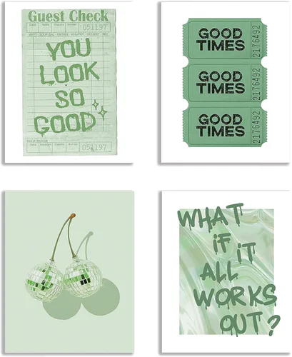 KEUSPI Preppy - Póster artístico de pared con texto en inglés "You Look So Good Guest Check Good Times" de color rosa con texto en inglés "You Look