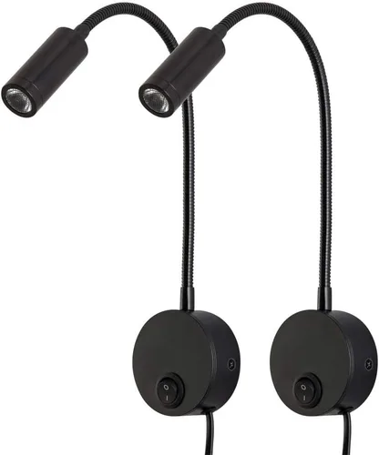 Lámpara de lectura de pared, apliques de luz LED, 3 W, blanco cálido, 3000 K, enchufe para lectura de libros (2 unidades, cable de 3000 K)