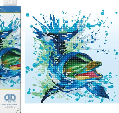 DIAMOND DOTZ Flipper Dolphin - Kits de pintura de diamantes para adultos, kits de arte de diamantes, un kit de manualidades creativo relajante con