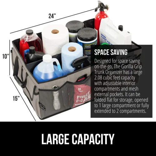 Miniatura 3 de GORILLA GRIP Organizador de maletero para SUV y automóviles, organizador de almacenamiento plegable de gran capacidad, accesorios de coche