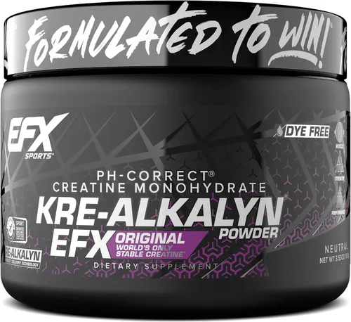 EFX Sports Kre-Alkalyn EFX Powder | Suplemento en polvo de monohidrato de creatina pH correcto | Fuerza, crecimiento muscular y rendimiento | 66