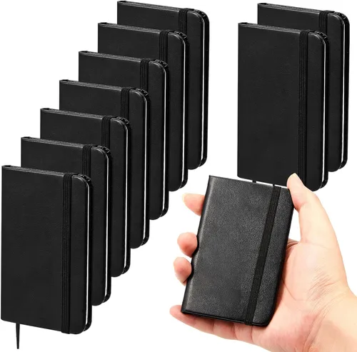 Miniatura 17 de Qeeenar Paquete de 10 cuadernos de bolsillo de cuero de tapa dura, mini diarios rayados de 4 x 2.5 pulgadas, diseño de hojas doradas, 50 hojas