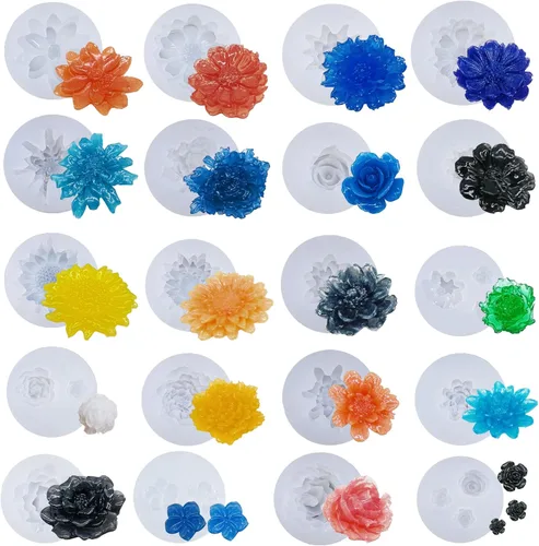 Miniatura 7 de Woohome Molde de silicona para suculentas, 4 piezas, molde de fondant para suculentas, 3D, para hacer pasteles, chocolate, velas hechas a mano