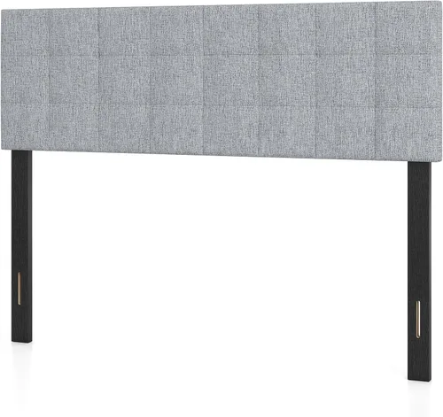 Miniatura 12 de Giantex Cabecero tapizado de lino para marco de cama Full y Queen, cabecero capitonado con botones de ancho ajustable solamente con patas de madera
