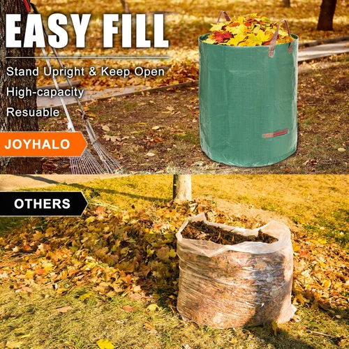 Miniatura 2 de Joyhalo Bolsas de basura reutilizables para patio, 72 galones, paquete de 6, resistentes con guantes de jardinería y 4 asas, soportables, camping