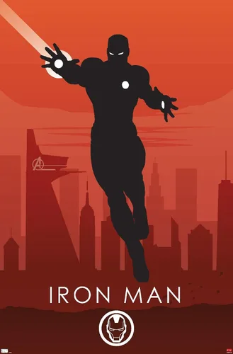 Miniatura 12 de Trends International Marvel Heroic Silhouette - Póster de pared de Iron Man, 14.725 x 22.375 pulgadas, versión enmarcada de madera de granero