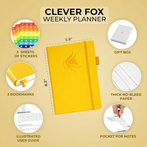 Miniatura 2 de Clever Fox Planner – Planificador semanal y mensual sin fecha para productividad, manejo del tiempo y objetivos – Diario organizador – A5